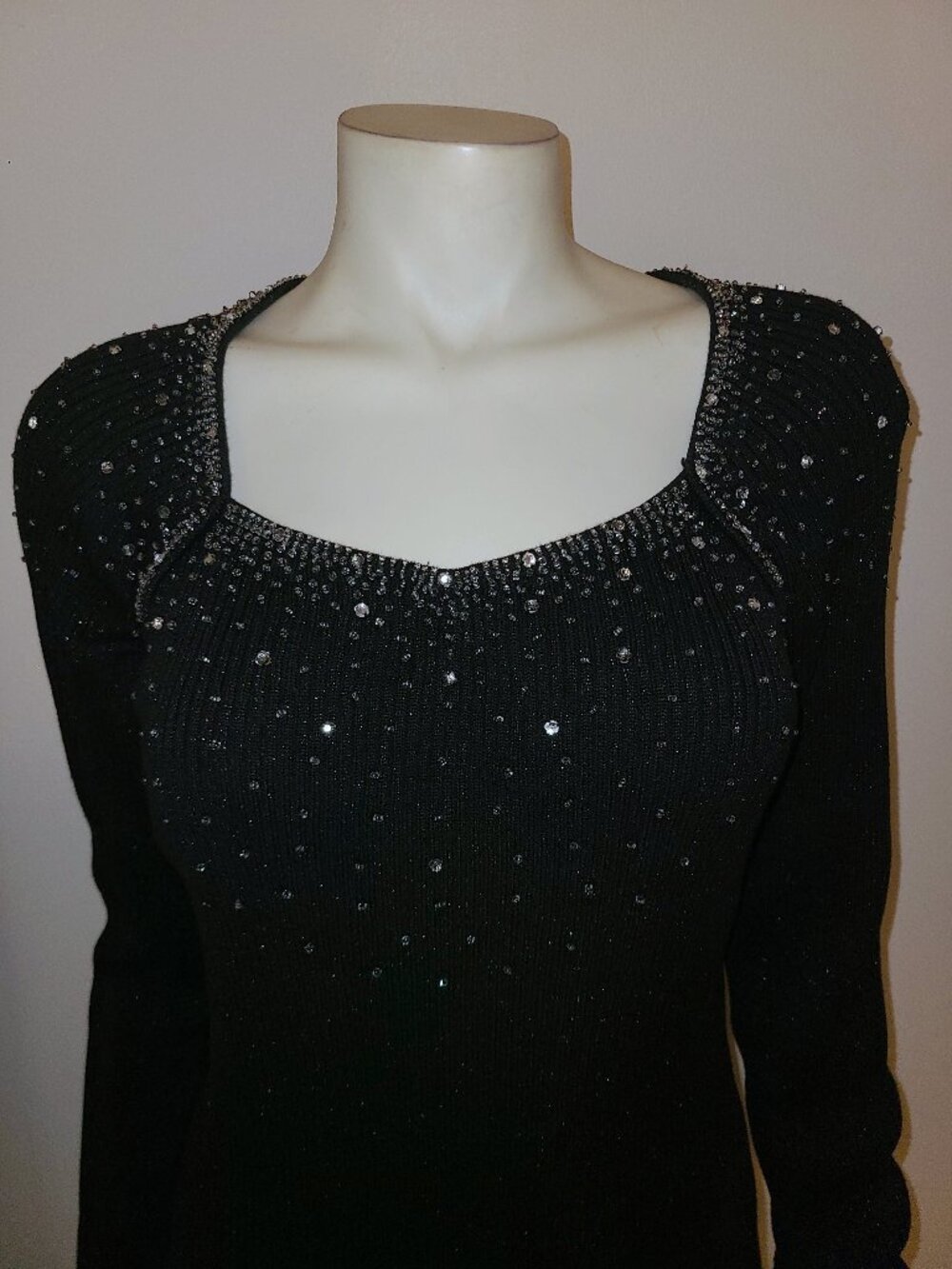 GANTOS Rhinestone 90s Ribbed Sweater, Size Medium - Picture 4 of 4